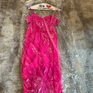 BCBGeneration Hot Pink Cocktail Dress with Cutouts & Tiered Bottom Size 2